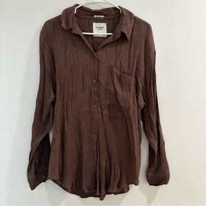 Abercrombie & Fitch Oversized Brown Button Down